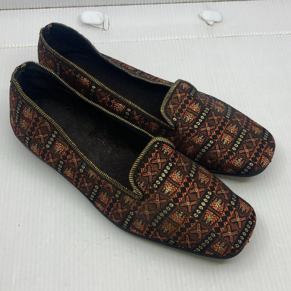 Vtg 1960s slippers slip-ons ballet flat indoor glitter womens shoes sz 8 NEW